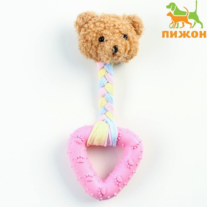Игрушка мягкая для собак Игрушка мягкая для собак "Медведь" с TPR треугольник, 15 см