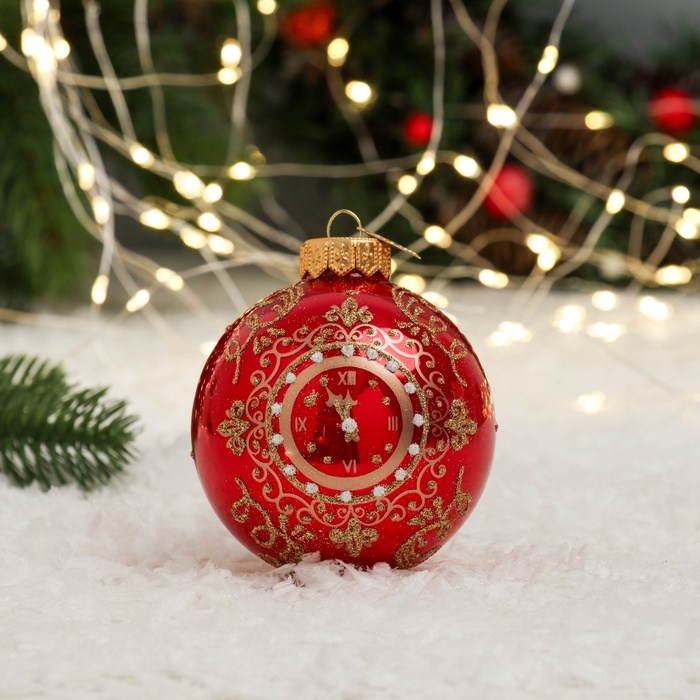 Шар "Новогодние куранты", 80 мм., в подарочной упаковке