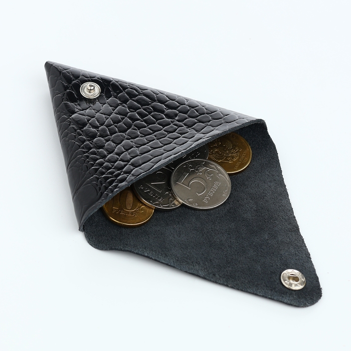 Монетница на кнопке TEXTURA, цвет чёрный