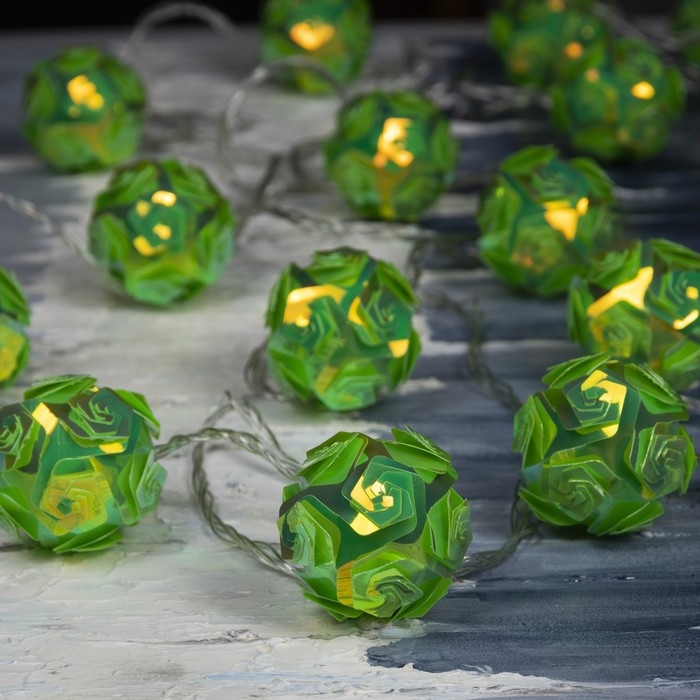 Гирлянда «Нить» 4.5 м с насадками «Цветочные шары», IP20, прозрачная нить, 15 LED, свечение зелёное, 220 В Гирлянда «Нить» 4.5 м с насадками «Цветочные шары», IP20, прозрачная нить, 15 LED, свечение зелёное, 220 В