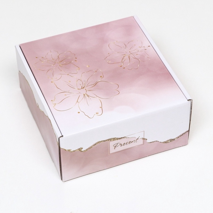 Коробка самосборная, без окна Коробка самосборная, без окна "Present" 19 х 19 х 9 см