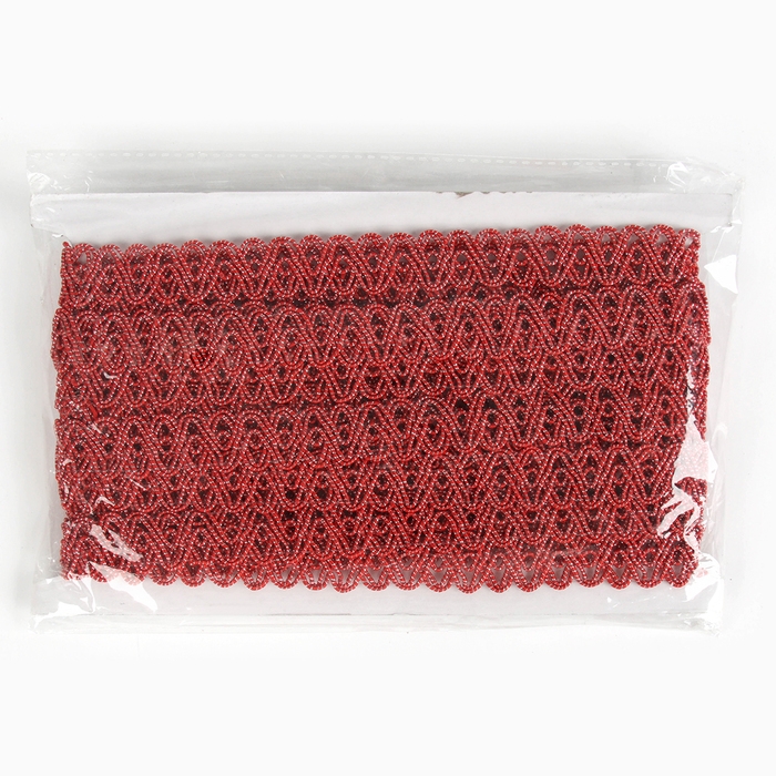 Тесьма красная овальная, с люрексом, 2 см, в рулоне 10 м Тесьма красная овальная, с люрексом, 2 см, в рулоне 10 м