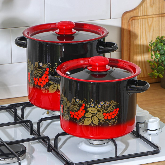 Набор кастрюль «Рябинка», 2 предмета: 3,5 л, 5,5 л, индукция Набор кастрюль «Рябинка», 2 предмета: 3,5 л, 5,5 л, индукция