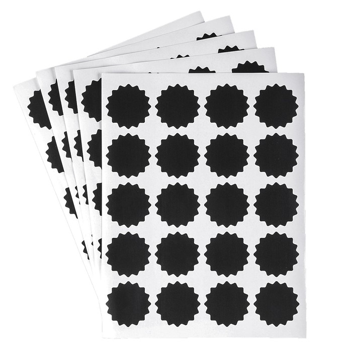 Наклейки водонепроницаемые, набор листов 5 шт., меловой маркер, диаметр 1 наклейки — 38 мм Наклейки водонепроницаемые, набор листов 5 шт., меловой маркер, диаметр 1 наклейки — 38 мм