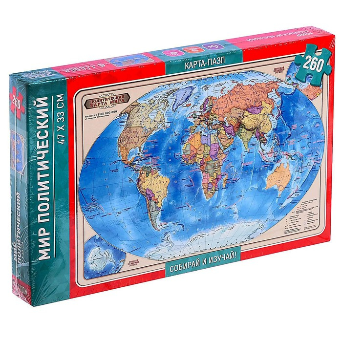 Карта-пазл «Мир политический», 260 элементов Карта-пазл «Мир политический», 260 элементов