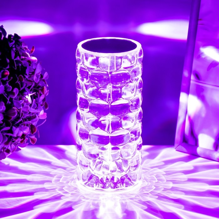 Настольная лампа с ПДУ  Настольная лампа с ПДУ "Призма" LED RGB сенсорная АКБ 8х8х18 см RISALUX