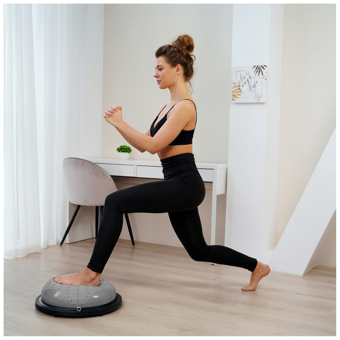 Полусфера BOSU гимнастическая, массажная, с насосом, 46х20 см, цвет серый Полусфера BOSU гимнастическая, массажная, с насосом, 46х20 см, цвет серый