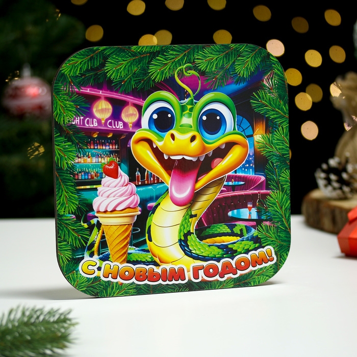 Подставка под горячее Подставка под горячее "Символ года.Змея зеленая" 19х19 см