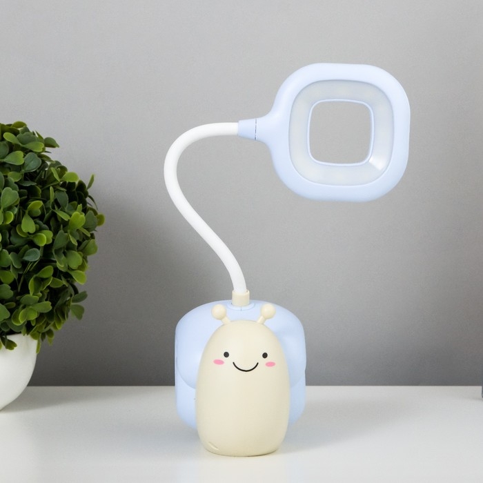 Лампа настольная Лампа настольная "Улитка" LED 1 режим 4,2Вт USB синий 8,5х13х29 см RISALUX