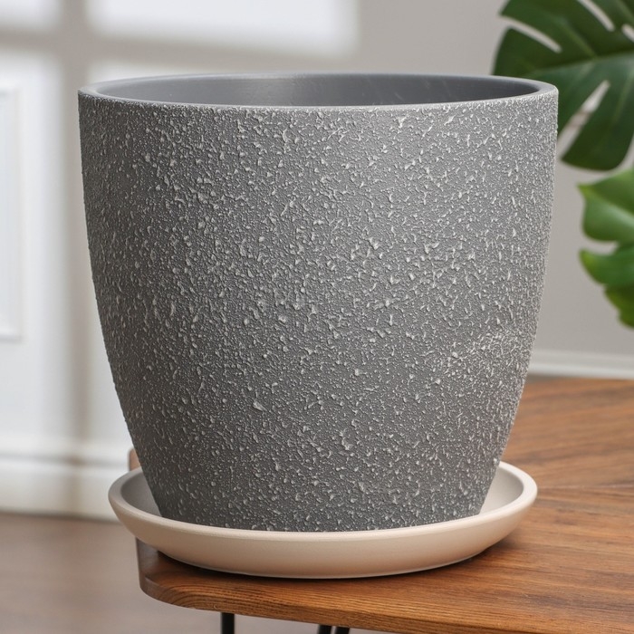 Горшок цветочный Горшок цветочный "Саванна серый бутон №7", 13 л