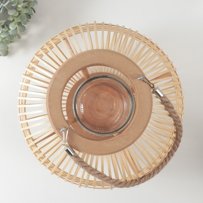 Подсвечник дерево на 1 свечу Подсвечник дерево на 1 свечу "Шар из лозы" натуральный 18х36х28 см