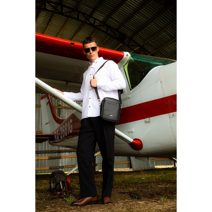 Сумка мужская через плечо TEXTURA, искусственная кожа, цвет чёрный