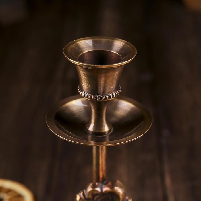 Подсвечник на 1 свечу Подсвечник на 1 свечу "Роза" антик, латунь, 19 см