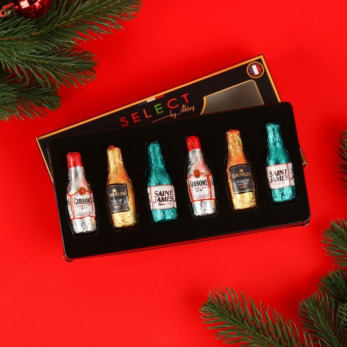 Новый год. Шоколад фигурный ETUI SELECT BY ABTEY SENIOR, с начинкой из ликера, ассорти, 13 ± 1 г Новый год. Шоколад фигурный ETUI SELECT BY ABTEY SENIOR, с начинкой из ликера, ассорти, 13 ± 1 г