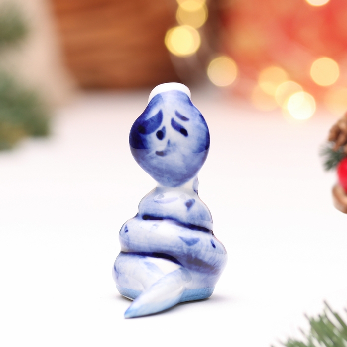 Новый год. Сувенир символ года 2025 Новый год. Сувенир символ года 2025 "Змея Жужа", гжель, 5,5 см