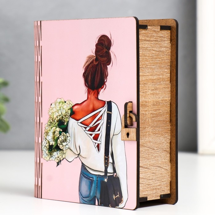 Шкатулка-книга  Шкатулка-книга "Девушка" 14х12х5 см