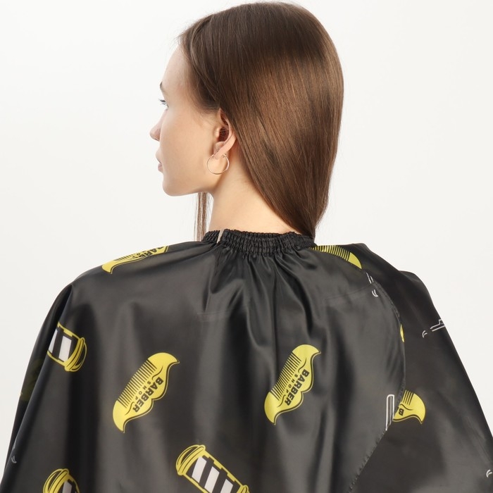 Пеньюар парикмахерский, с крючком, цвет чёрный/жёлтый Пеньюар парикмахерский, с крючком, цвет чёрный/жёлтый