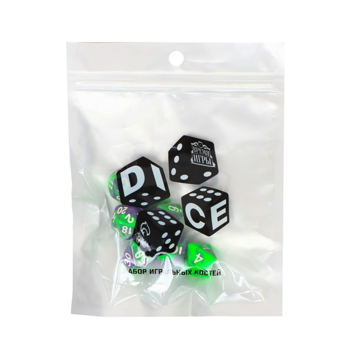 Набор кубиков для D&D (Dungeons and Dragons, ДнД)  Набор кубиков для D&D (Dungeons and Dragons, ДнД) "Время игры. Нефрит", серия: D&D, 7 шт