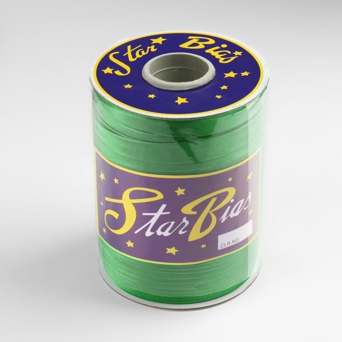 Косая бейка, атласная, 15 мм × 132 ± 1 м, цвет зелёный №9058 Косая бейка, атласная, 15 мм × 132 ± 1 м, цвет зелёный №9058