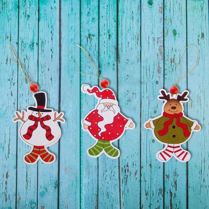 Подвеска новогодняя «Игрушка на ёлку», золотая нить, МИКС, односторонняя Подвеска новогодняя «Игрушка на ёлку», золотая нить, МИКС, односторонняя