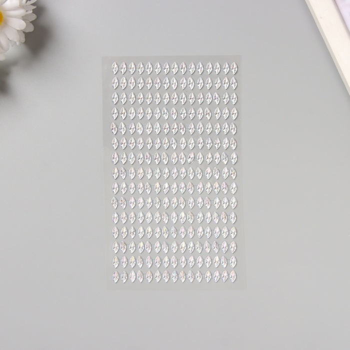 Наклейка пластик стразы Наклейка пластик стразы "Капли" серебро 15х9 см