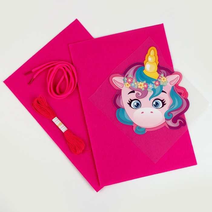 Набор для создания сумки из фетра «Волшебный единорог», с термонаклейкой Набор для создания сумки из фетра «Волшебный единорог», с термонаклейкой