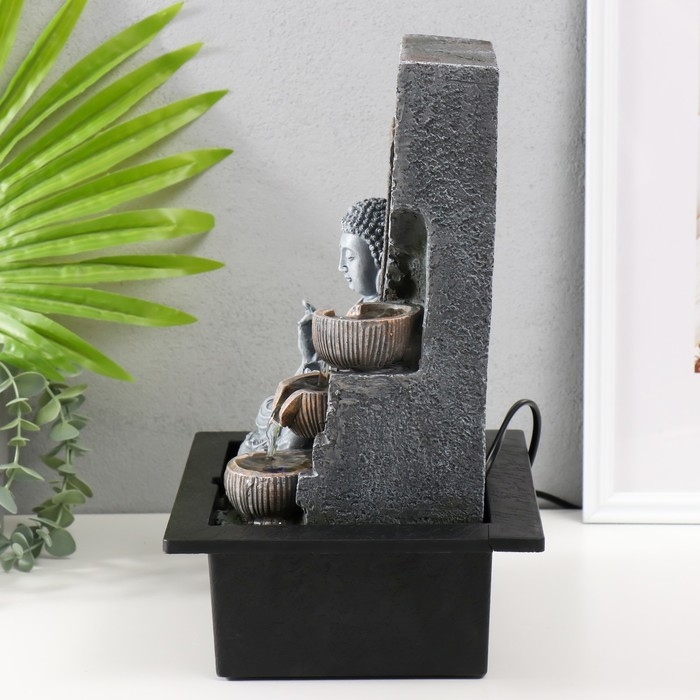 Фонтан настольный от сети, подсветка Фонтан настольный от сети, подсветка "Будда с лотосом. Инь-ян" 25х20х32 см