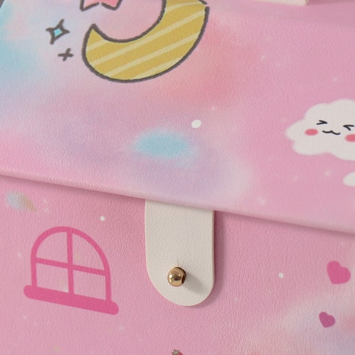 Шкатулка кожзам для украшений домик  Шкатулка кожзам для украшений домик "Утёнок" розовая 16,5х19х16,5 см