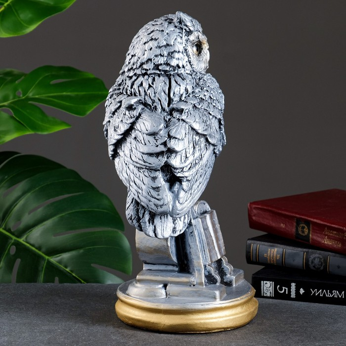 Копилка  Копилка "Сова с книгой" серебро, 21х17х35см