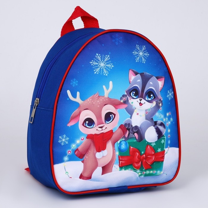 Новогодний детский рюкзак «Оленёнок и енотик», 23х20,5 см