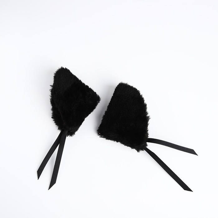 Рюкзак школьный текстильный с ушками на заколках, 27х23 см, чёрный цвет Рюкзак школьный текстильный с ушками на заколках, 27х23 см, чёрный цвет