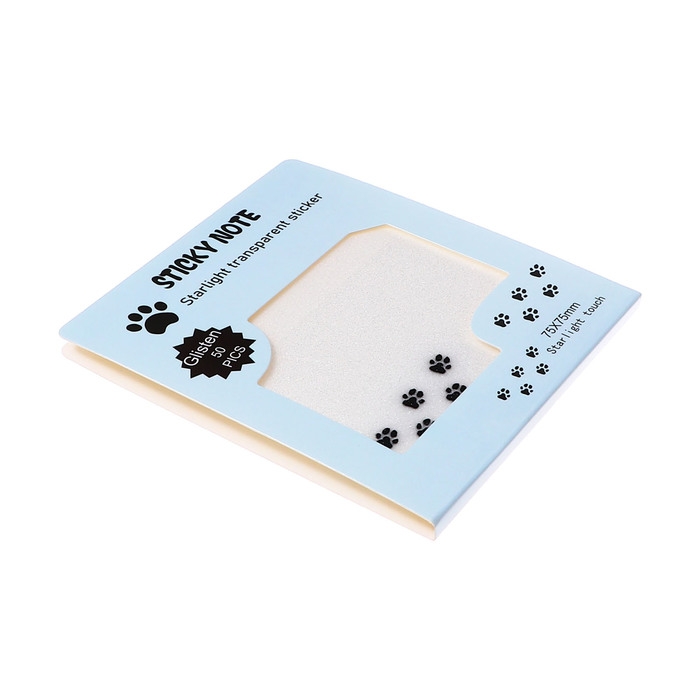 Блок с липким краем 75мм х 75мм 50л пластик прозрачные с блестками Лапки Блок с липким краем 75мм х 75мм 50л пластик прозрачные с блестками Лапки