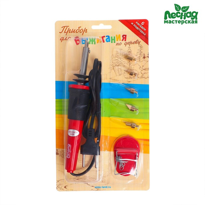 Выжигательный аппарат по дереву, набор: 6 насадок, подставка Выжигательный аппарат по дереву, набор: 6 насадок, подставка