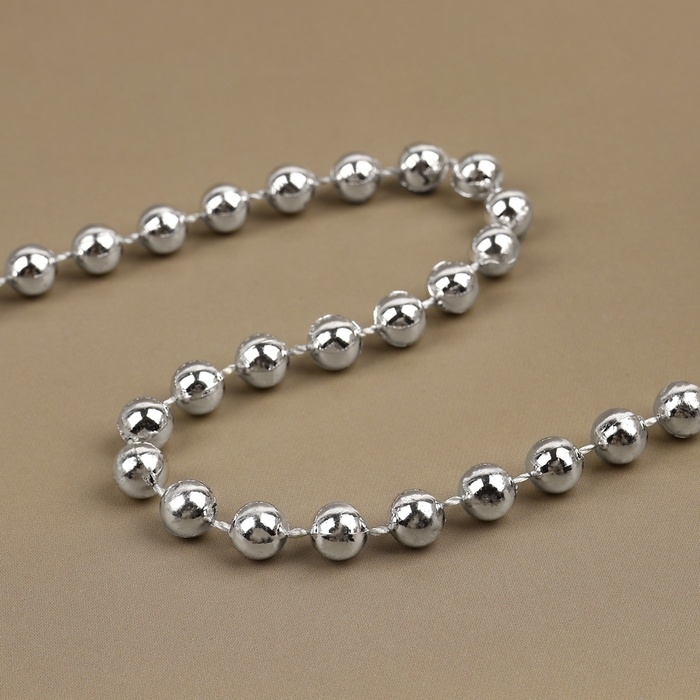 Бусы на нитях, круглые, 7,5 мм, 10 ± 1 м, цвет серебряный Бусы на нитях, круглые, 7,5 мм, 10 ± 1 м, цвет серебряный