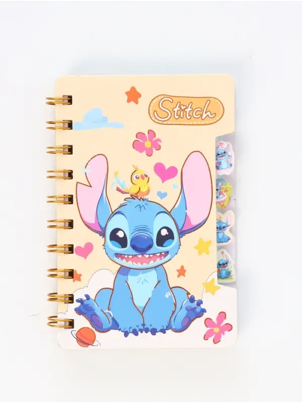 Блокнот с разделителями А6 “Стич и птичка”, 65л