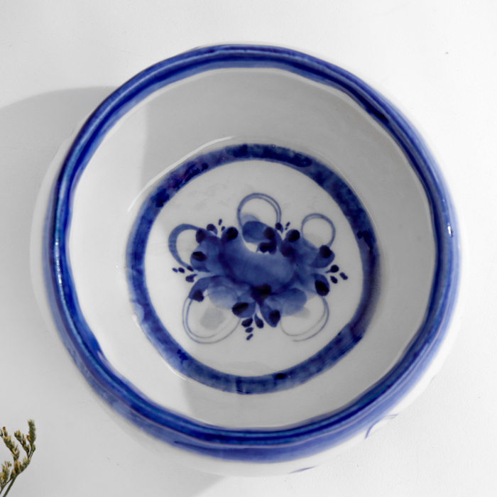 Миска-бульонница, гжель, фарфор, автор Окулова, 6х11 см