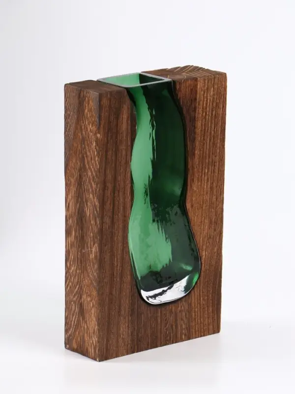 Ваза для цветов &laquo;Сэтернино&raquo;, 24&times;14.5 см, стекло, коричнево-зелёная