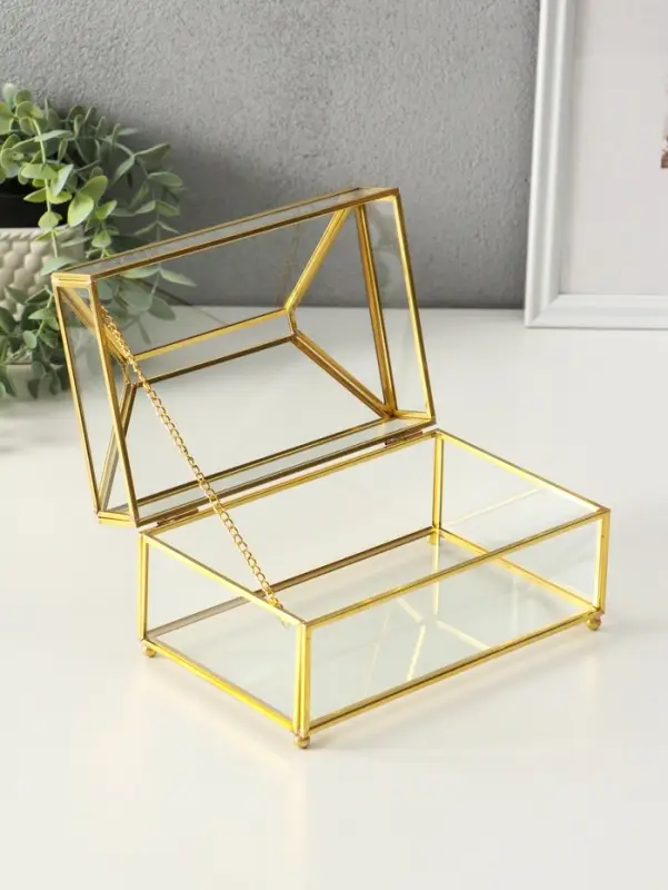 Шкатулка - салфетница &laquo;Золотые грани&raquo;, стекло, 11.8&times;10.3&times;19.2 см