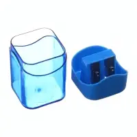 Точилка 2 отверстия с контейнером синяя