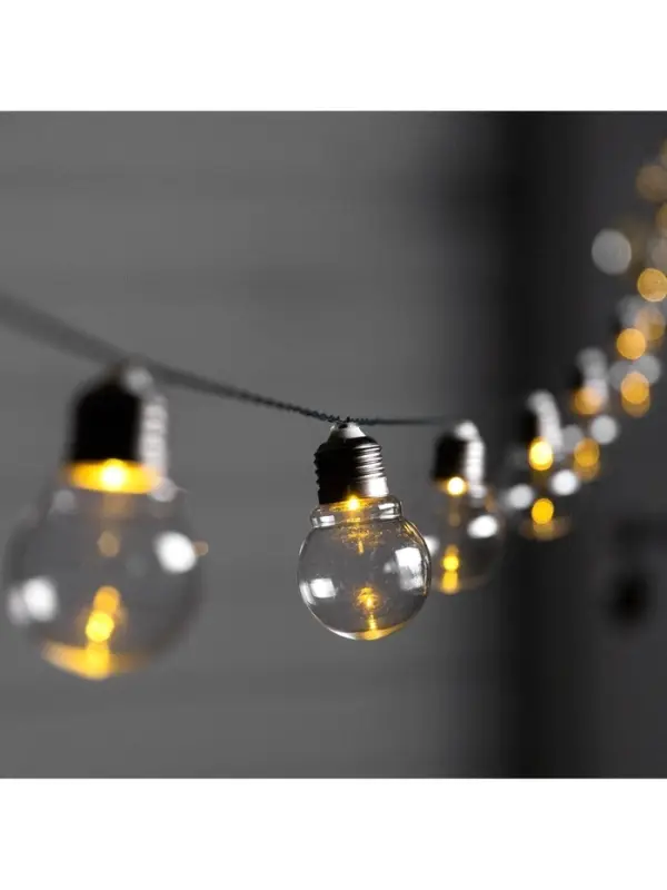 Гирлянда &laquo;Нить&raquo;, 2.7 м, с насадками &laquo;Лампы&raquo;, уличная, IP44, 10 LED, 8 режимов, солнечная батарея, тёмная нить, свечение тёплое белое