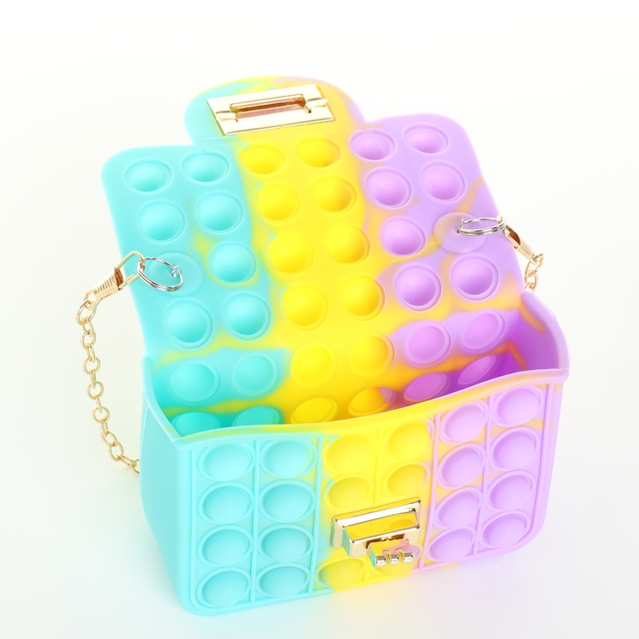 Сумка детская для девочки на замке «Выбражулька», pop it, цвет сиреневый/жёлтый/бирюзовый