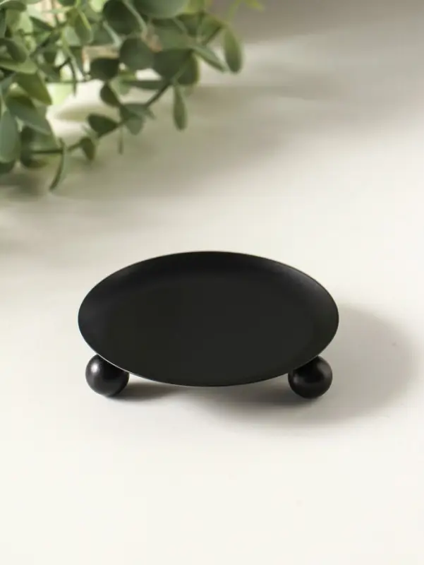 Подсвечник "Чашка на шариках" на 1 свечу, 9 см, черный