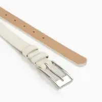 Ремень женский, 110&times;2.7 см, пряжка металл, серебристая, белый