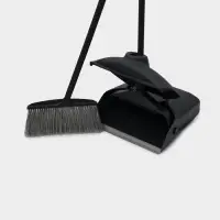 Щётка для пола, с совком-ловушкой, с крышкой, серая