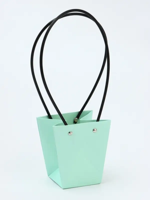 Сумка для цветов тиснение мята влагостойкая, 12&times;12 - 8&times;8 - 12.5 см