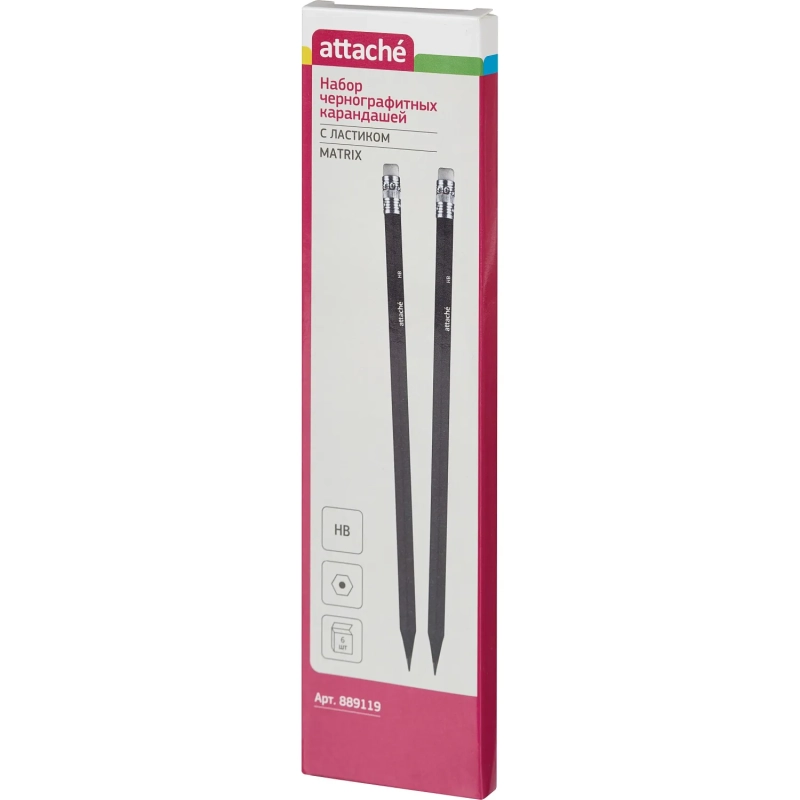Карандаш чернографитный Attache Economy плаcтик,сласт,HB,черн.корп.,6шт/уп