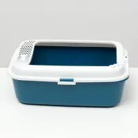 Туалет для кошек &laquo;Сима&raquo; FIX, 30&times;39&times;13.5 см, с бортом и совком, пластик, синий, совок МИКС