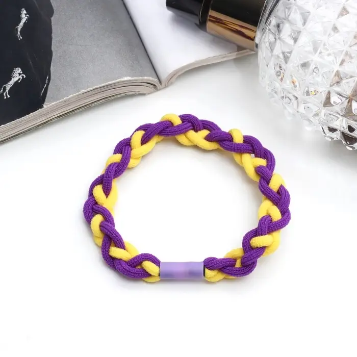 Резинка для волос Резинка для волос "Спорт элит" двойное плетение, 5 см, фиолетово-жёлтый