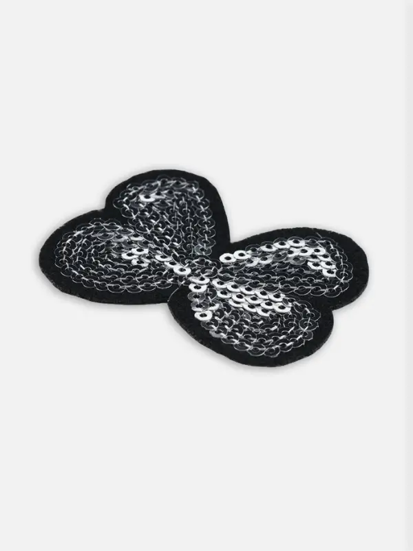 Термоаппликация «Бантик», с пайетками, 5.2×4 см, цвет серебряный