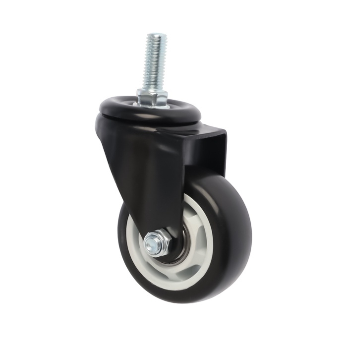 Колесо мебельное ТУНДРА, d=75 мм, поворотное, с футоркой 12х30 мм, без тормоза, черное Колесо мебельное ТУНДРА, d=75 мм, поворотное, с футоркой 12х30 мм, без тормоза, черное